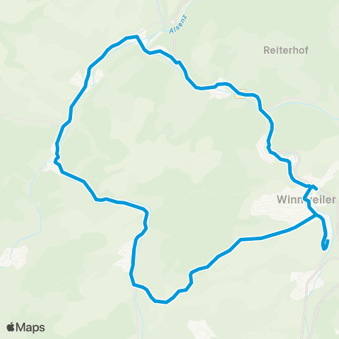 Verkehrsverbund Rhein-Neckar Winnweiler - Leithöfe - Höringen - Gehrweiler - Gundersweiler - Imsweiler - Schweisweiler - Winnweiler map