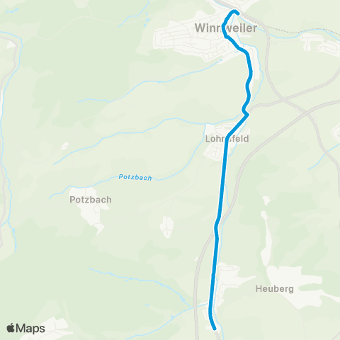 Verkehrsverbund Rhein-Neckar Winnweiler - Lohnsfeld - Schmitterhof - Potzbach - Wartenberg-Rohrbach map