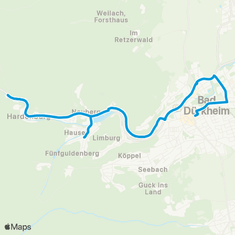 VRN Bad Dürkheim Bad Dürkheim - Grethen - Hausen - Hardenburg map