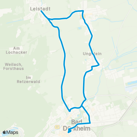 VRN Bad Dürkheim Bad Dürkhm. - Ungstein - Kallstadt - Leistadt - Bad Dürkhm. map