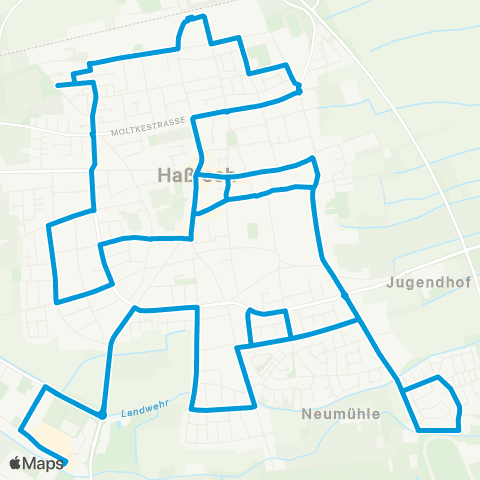 VRN Haßloch Süd - Mitte - West - Bahnhof - Ost - Mitte - Süd map