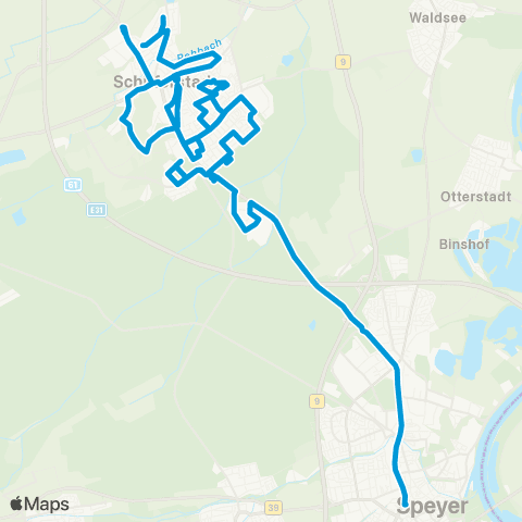 VRN Schifferstadt Schifferstadt Bf - Schillerplatz - Südbahnhof - IG Süd map