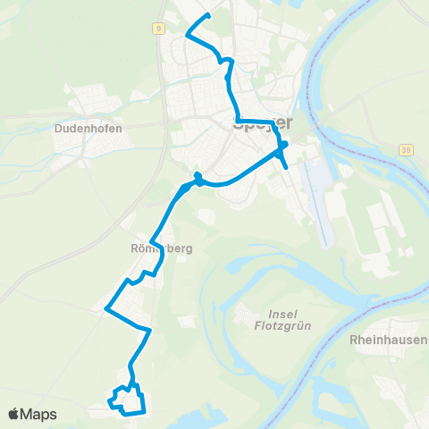 VRN Römerberg Speyer - Berghausen - Heiligenstein - Mechtersh. u. zurück map