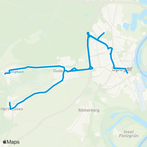 VRN Dudenhofen Hanhofen - Dudenhofen - Speyer - Dudenhofen - Harthausen map