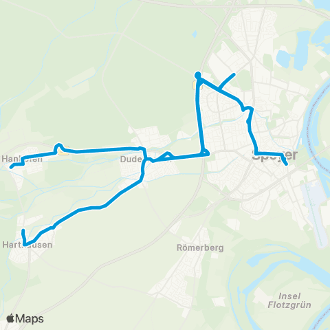 VRN Dudenhofen Harthausen - Dudenhofen - Speyer - Dudenhofen - Hanhofen map