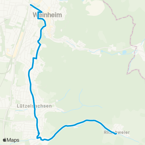 VRN Weinheim Weinheim - Lützelsachsen - Hohensachsen - Ritschweier map