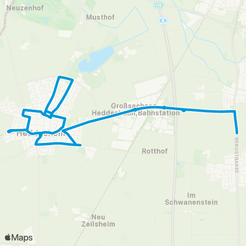 VRN Heddesheim Heddesheim - Ortsverkehr - Leutershausen Bahnhof map