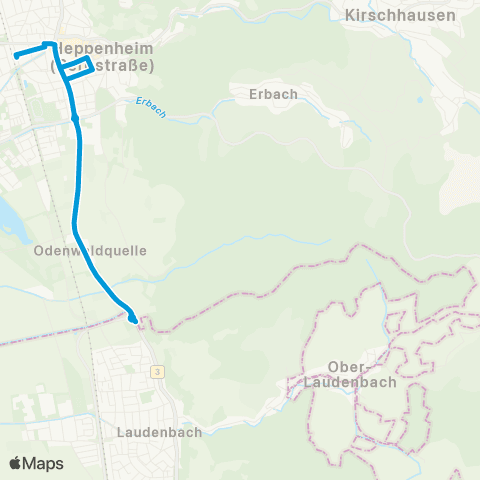 VRN Heppenheim Heppenheim - Laudenbach - Ober-Laudenbach und zurück map