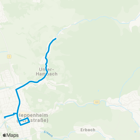 VRN Heppenheim Heppenheim - Hambach - Ober-Hambach - Hambach - Heppenheim map
