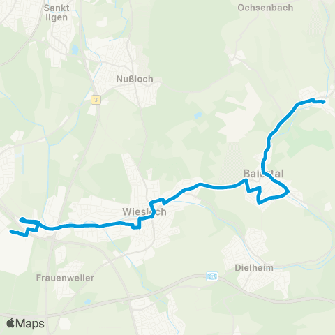 VRN Wiesloch Schatthausen - Baiertal - Bf Wiesloch-Walldorf - Industriegebiet map