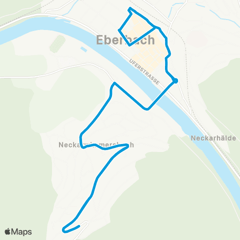 VRN Eberbach Bahnhof - Neuer Markt - Ledigsberg  und zurück map