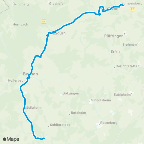 VRN Neckar-Odenwald Schweinberg - Hardheim - Höpfingen - Walldürn - Buchen - Seckach map