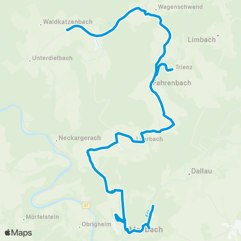 VRN Neckar-Odenwald Mosbach-Masseldorn-Lohrbach-Fahrenbach-Robern-Waldbrunn map