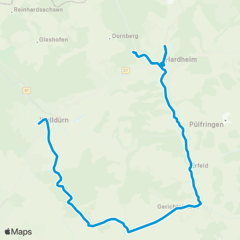 VRN Neckar-Odenwald Walldürn-Altheim-Gerichtstetten-Hardheim-Dornberg-Hardheim map