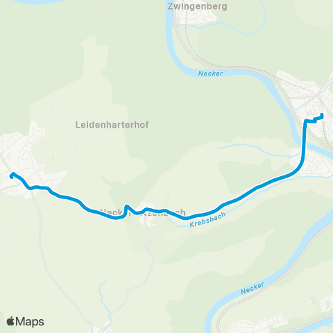 VRN Neckar-Odenwald Neckargerach - Neunkirchen Saisonverkehr, fährt nur vom 01.04. - 31.10. map