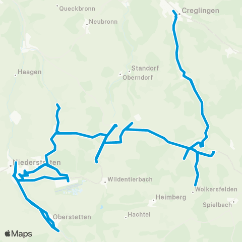 Verkehrsverbund Rhein-Neckar Creglingen - Niederstetten map