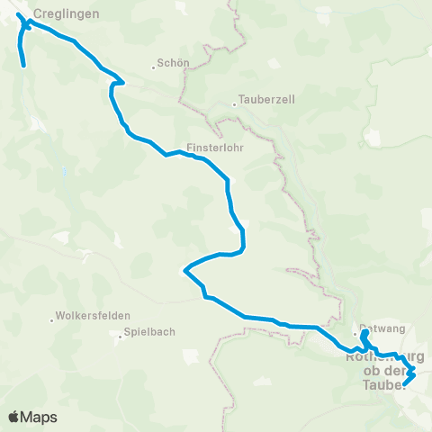 Verkehrsverbund Rhein-Neckar Creglingen Süd map