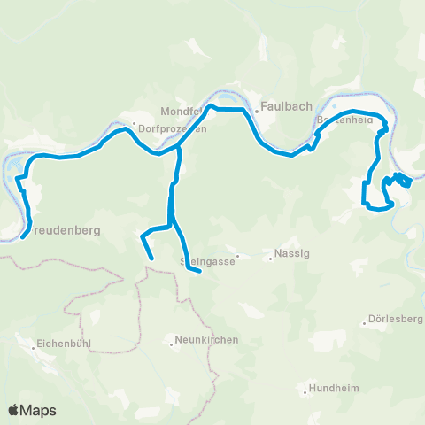 Verkehrsverbund Rhein-Neckar Wertheim - Freudenberg map