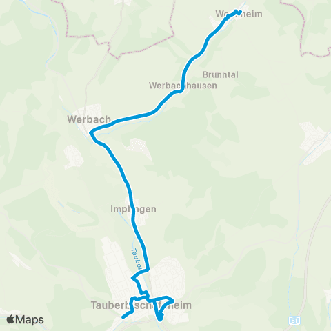 Verkehrsverbund Rhein-Neckar Tauberbischofsheim - Werbach map