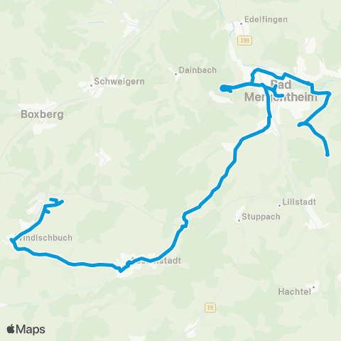 Verkehrsverbund Rhein-Neckar Assamstadt - Bad Mergentheim map