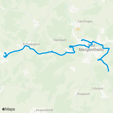 Verkehrsverbund Rhein-Neckar Boxberg - Bad Mergentheim map