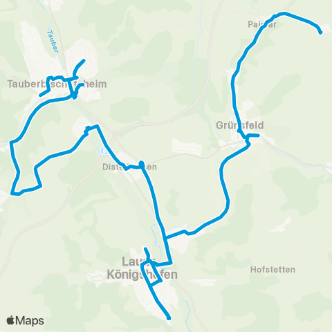 Verkehrsverbund Rhein-Neckar Tauberbischofsheim - Lauda - Grünsfeld - Krensheim map