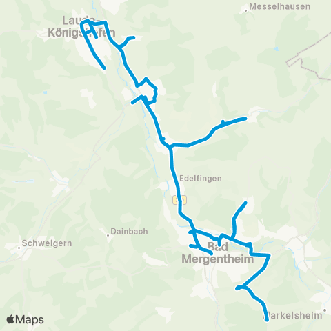 Verkehrsverbund Rhein-Neckar Lauda - Bad Mergentheim map