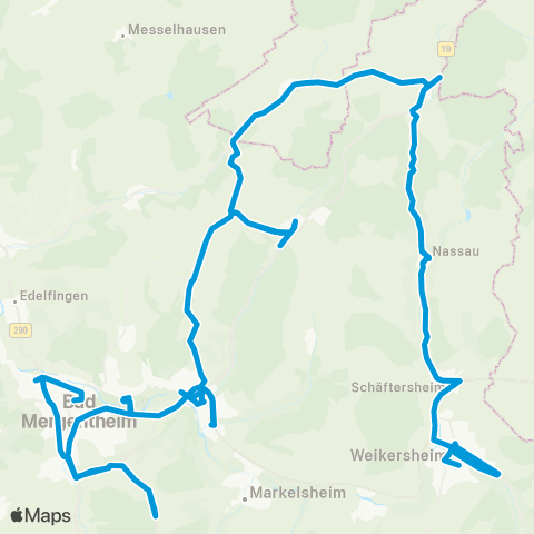 Verkehrsverbund Rhein-Neckar Bad Mergentheim - Weikersheim map