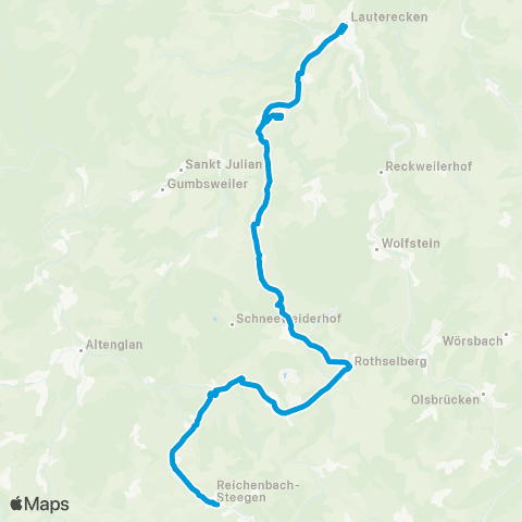 VRN Lauterecken - Wiesweiler - Offenbach-Hundheim - Nerzweiler - Hinzweiler - Oberweiler i.T. - Eßweiler - Jettenbach - Reichenbach map