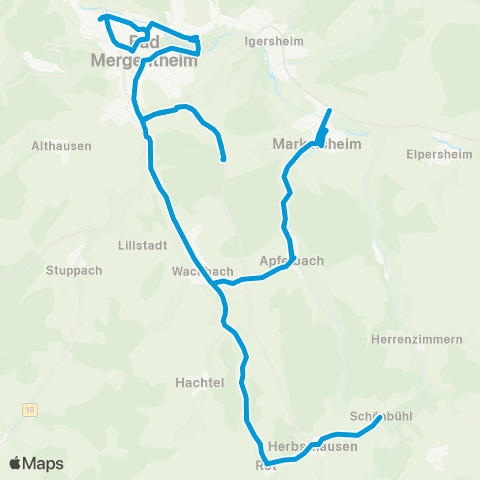 Verkehrsverbund Rhein-Neckar Bad Mergentheim Süd map