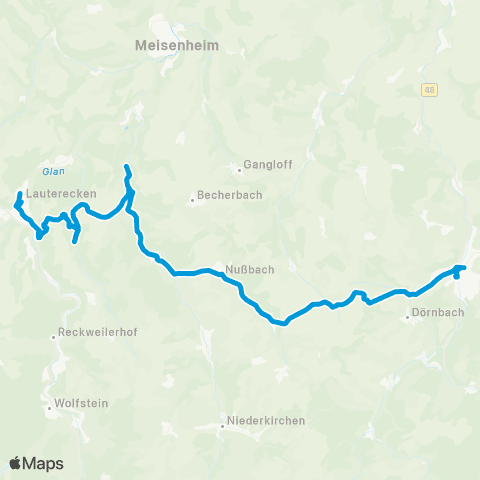 VRN Lauterecken - Sulzhof - Cronenberg - Adenbach - Ginsweiler - Reipoltskirchen - Nußbach - Rudolphskirchen - Rathskirchen - Dörrmoschel - Rockenhausen map