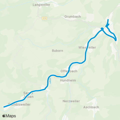 VRN Eschenau - St. Julian - Glanbrücken - Hundheim - Offenbach - Wiesweiler - Lauterecken map