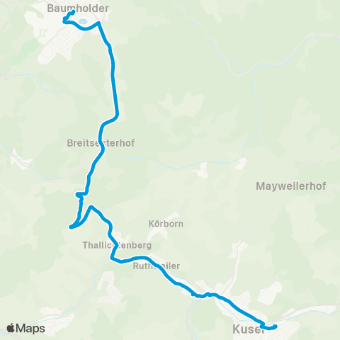 Verkehrsverbund Rhein-Neckar Kusel - Diedelkopf - Ruthweiler - Thallichtenberg - Baumholder map