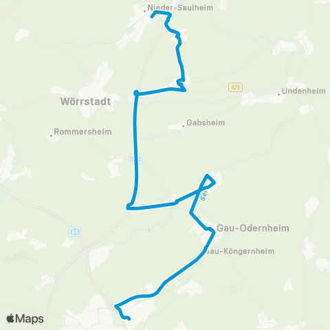 Verkehrsverbund Rhein-Neckar Wörrstadt - Saulheim - Gabsheim map