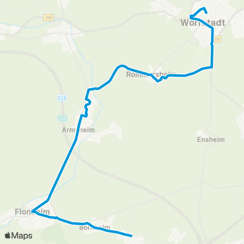 Verkehrsverbund Rhein-Neckar Lonsheim - Wörrstadt - Saulheim map