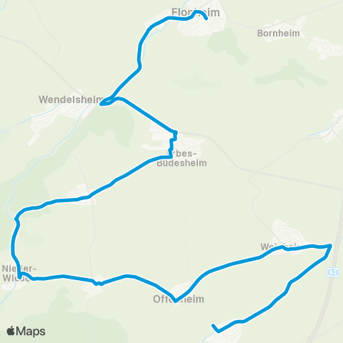 Verkehrsverbund Rhein-Neckar Flonheim - Weinheim / Mauchenheim map