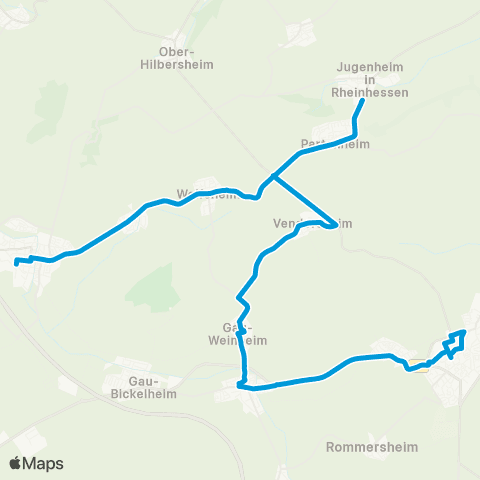 Verkehrsverbund Rhein-Neckar Partenheim - Gau-Weinheim - Vendersheim - Wörrstadt map