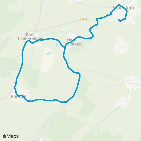 Verkehrsverbund Rhein-Neckar Sprendlingen - Wöllstein - Fürfeld - Tiefenthal map