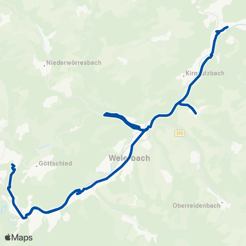 Rhein-Nahe Nahverkehrsverbund GmbH Sien - Weierbach Bf - Georg-Weierbach - Idar-Oberstein map