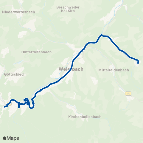 Rhein-Nahe Nahverkehrsverbund GmbH Oberstein - Nahbollenbach - Weierbach - Schmidthachenbach map