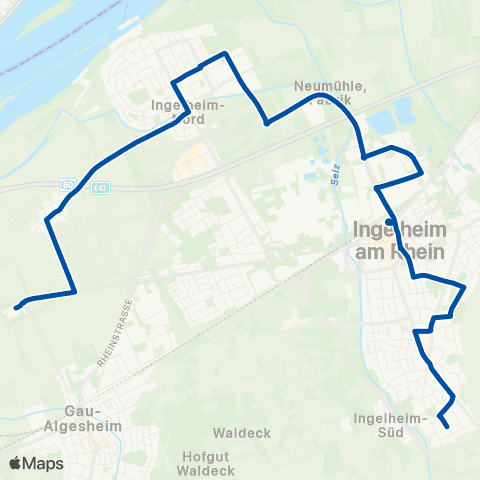 Rhein-Nahe Nahverkehrsverbund GmbH Ober-Ingelheim - Bahnhof - Sporkenheim - Regionalbad map