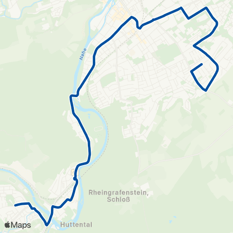 Rhein-Nahe Nahverkehrsverbund GmbH Bad Kreuznach Im Ellenfeld - Bahnhof - Bad Münster - Ebernburg map