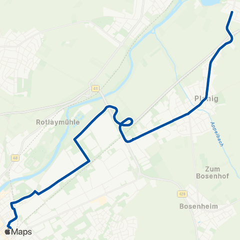 Rhein-Nahe Nahverkehrsverbund GmbH Bad Kreuznach Bahnhof - Michelin - Planig Industriegebiet - Bosenheim Sportplatz / Ippesheim Mitte map