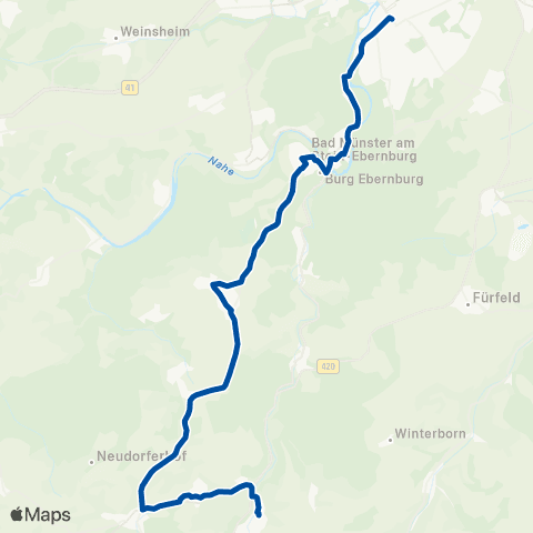 Rhein-Nahe Nahverkehrsverbund GmbH Bad Kreuznach - Bad Münster am Stein - Hallgarten - Obermoschel - Alsenz map