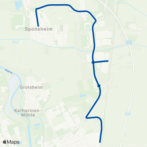 Rhein-Nahe Nahverkehrsverbund GmbH Gensingen Bf - Grolsheim - Sponsheim In der Weide map