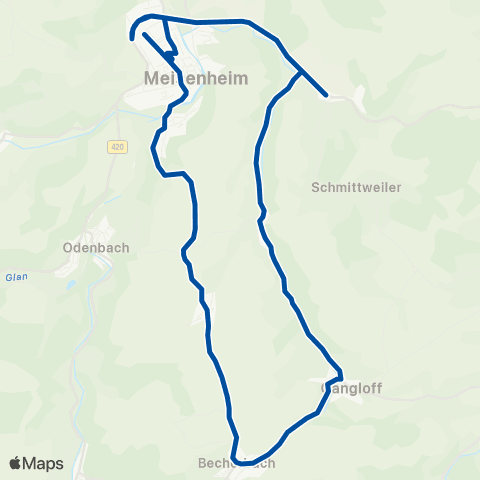 Rhein-Nahe Nahverkehrsverbund GmbH Meisenheim - Becherbach - Callbach - Schmittweiler - Meisenheim map