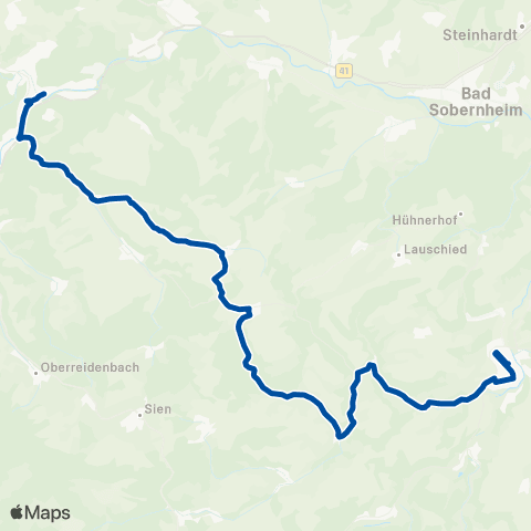 Rhein-Nahe Nahverkehrsverbund GmbH Meisenheim - Breitenheim - Jeckenbach - Schweinschied - Kirn map