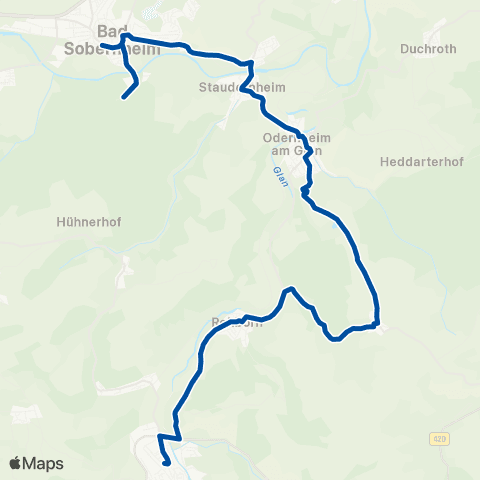 Rhein-Nahe Nahverkehrsverbund GmbH Meisenheim - Lettweiler - Freilichtmuseum - Bad Sobernheim map