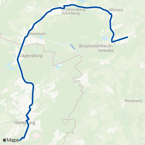Rhein-Nahe Nahverkehrsverbund GmbH Kirn - Heimweiler - Becherbach - Sien map