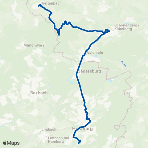 Rhein-Nahe Nahverkehrsverbund GmbH Monzingen - Bad Sobernheim - Weiler map